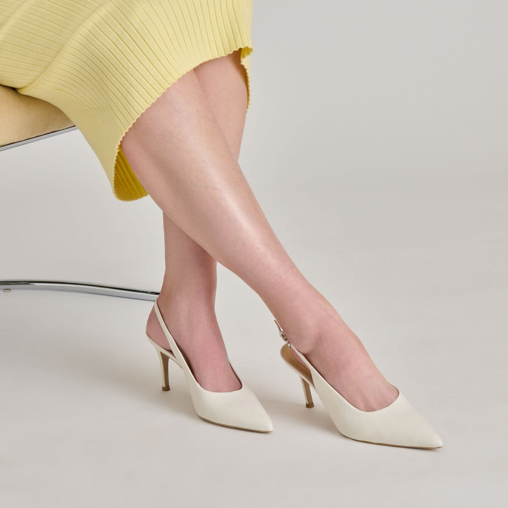 ELASI HEELS WHITE LEATHER | Women Dolce Vita