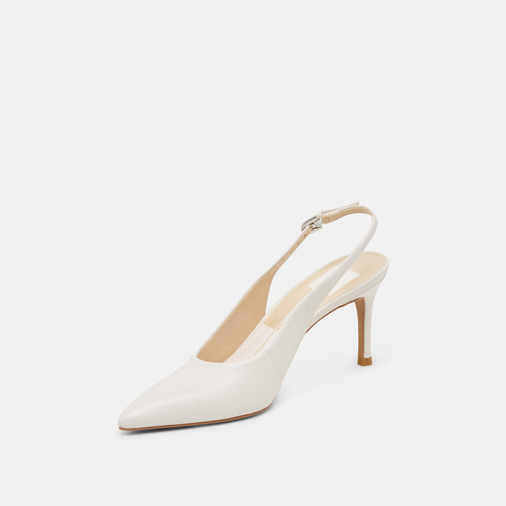 ELASI HEELS WHITE LEATHER | Women Dolce Vita