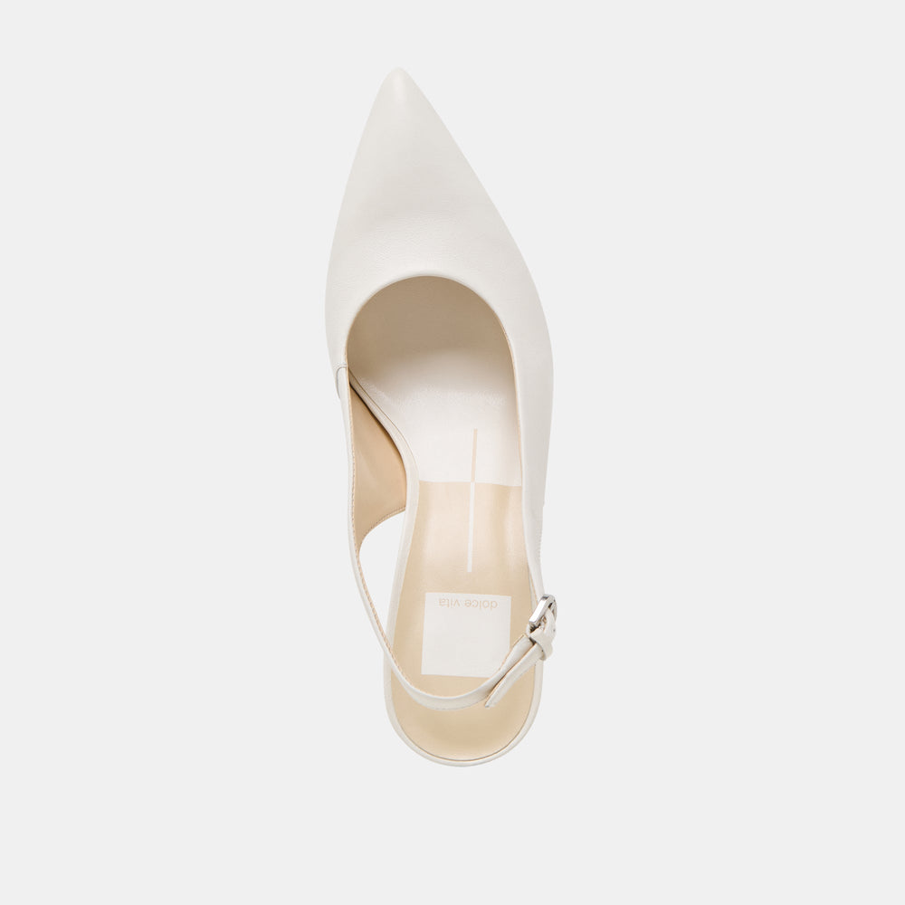 ELASI HEELS WHITE LEATHER | Women Dolce Vita