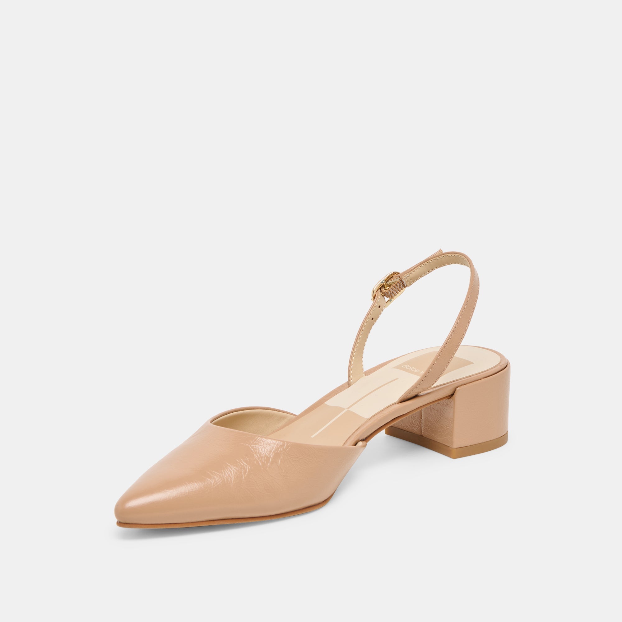 Carel Lt Tan Crinkle Patent Leather Heels | Dolce Vita Women
