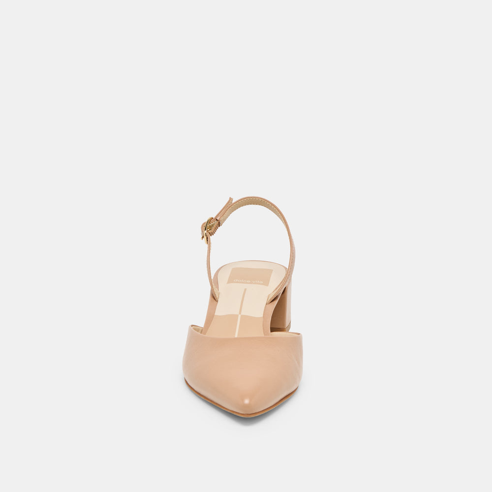 Carel Lt Tan Crinkle Patent Leather Heels | Dolce Vita Women