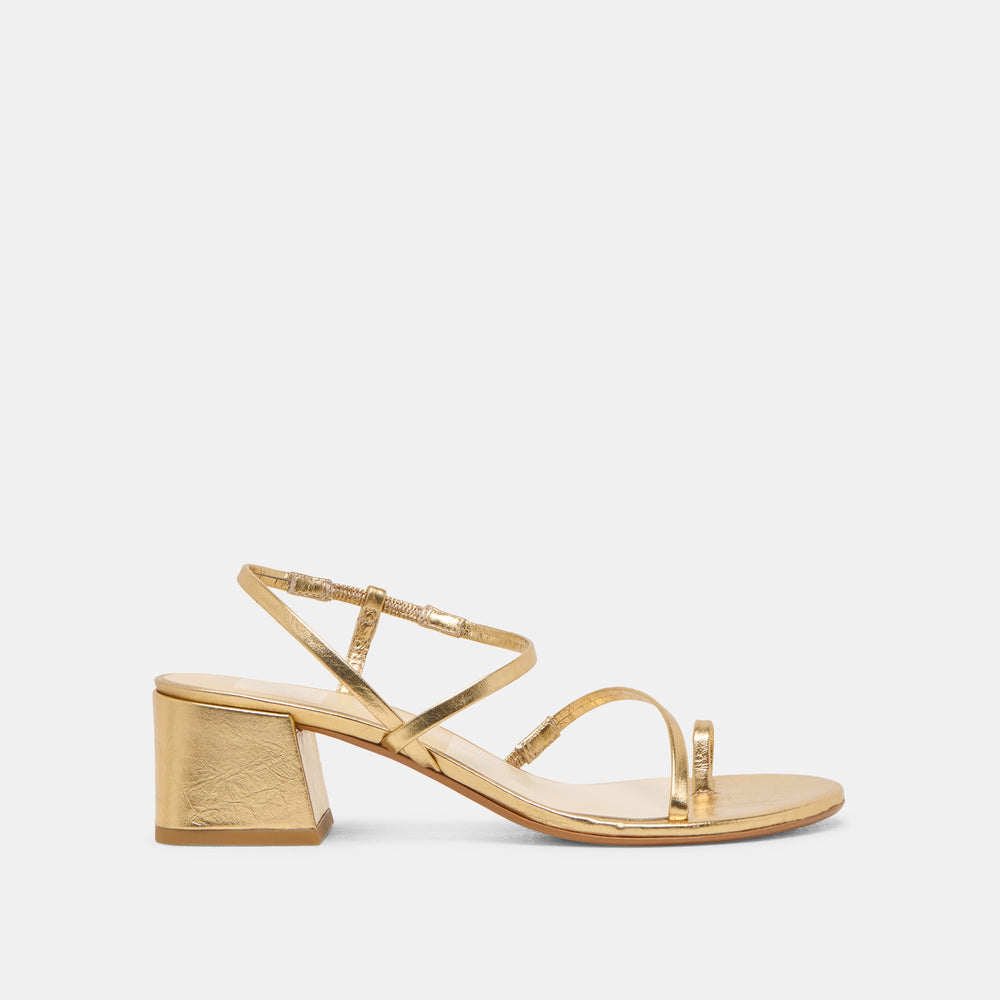 Trini Gold Leather Heels | Women Dolce Vita
