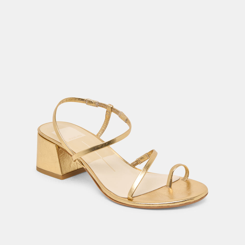 Trini Gold Leather Heels | Women Dolce Vita