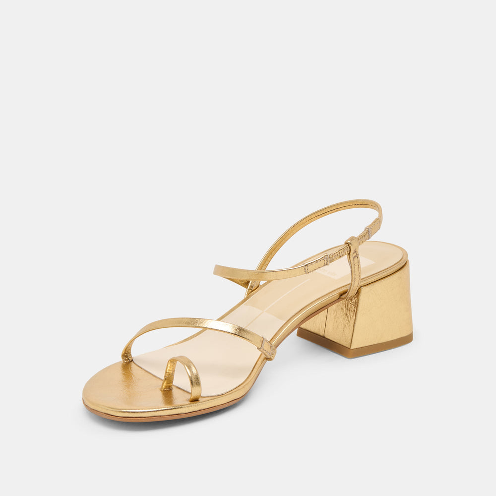 Trini Gold Leather Heels | Women Dolce Vita