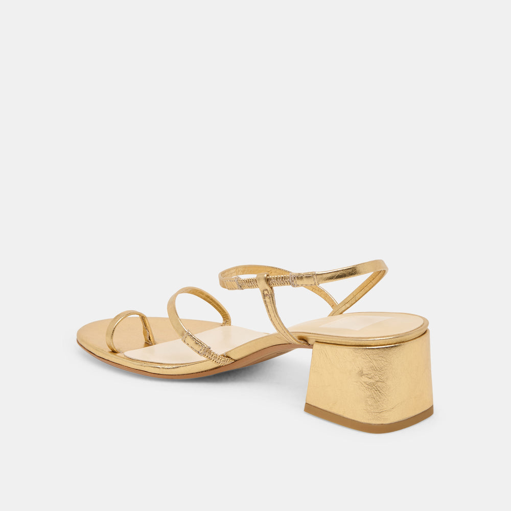 Trini Gold Leather Heels | Women Dolce Vita
