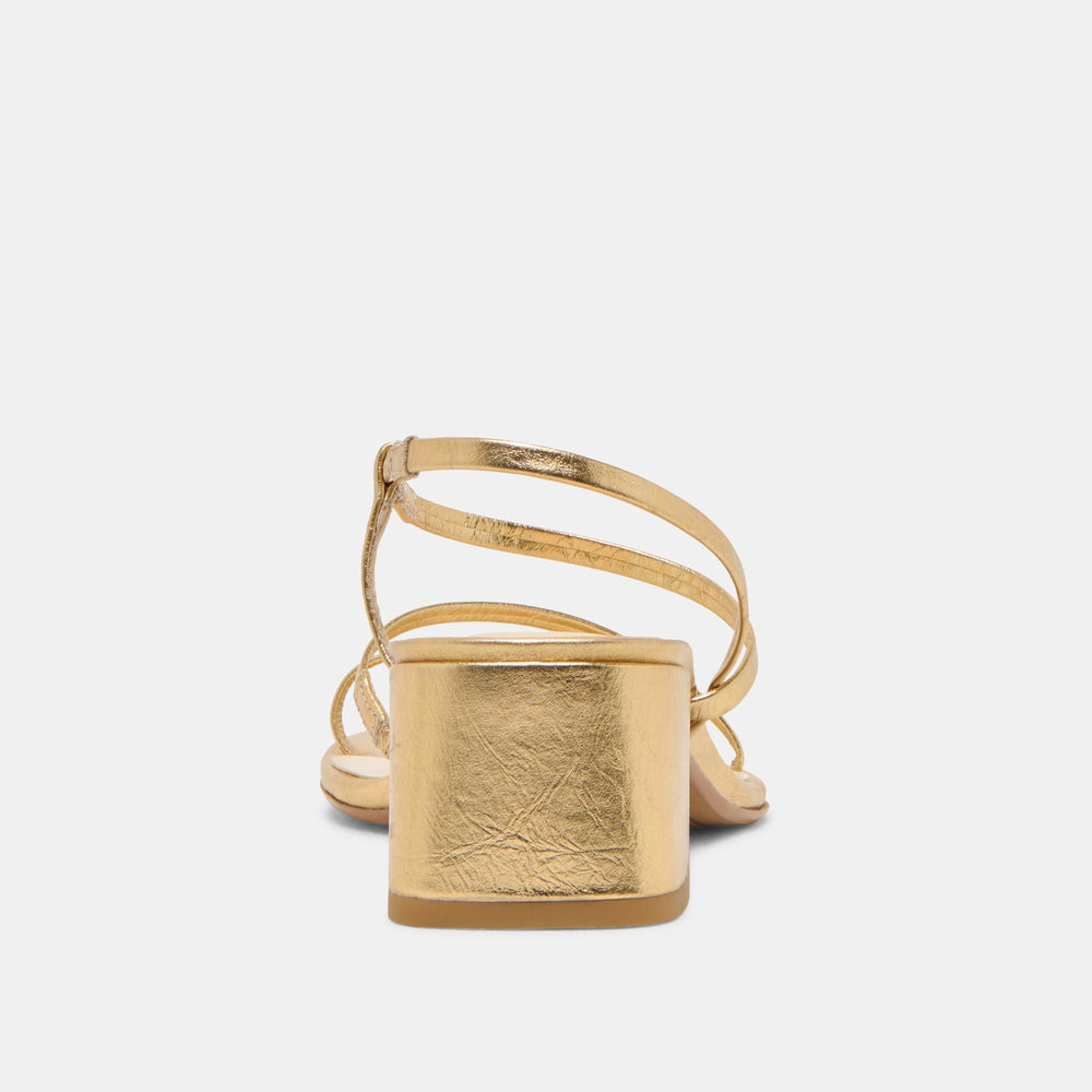 Trini Gold Leather Heels | Women Dolce Vita