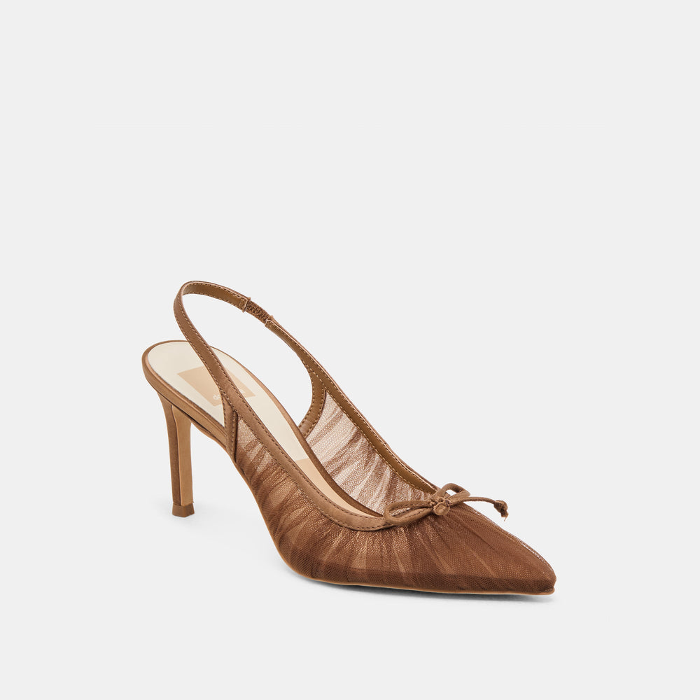 Yela Mid Brown Tulle Heels | Dolce Vita Women