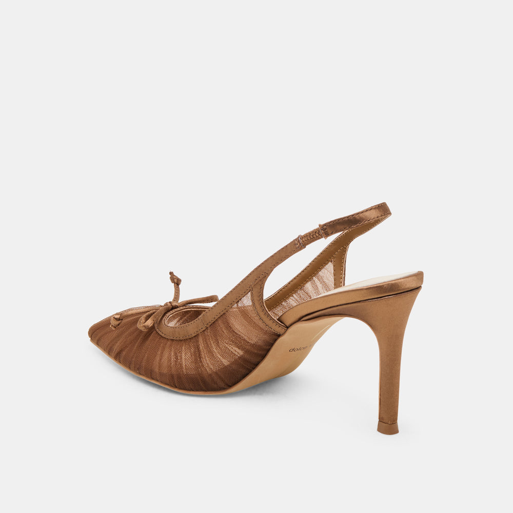 Yela Mid Brown Tulle Heels | Dolce Vita Women