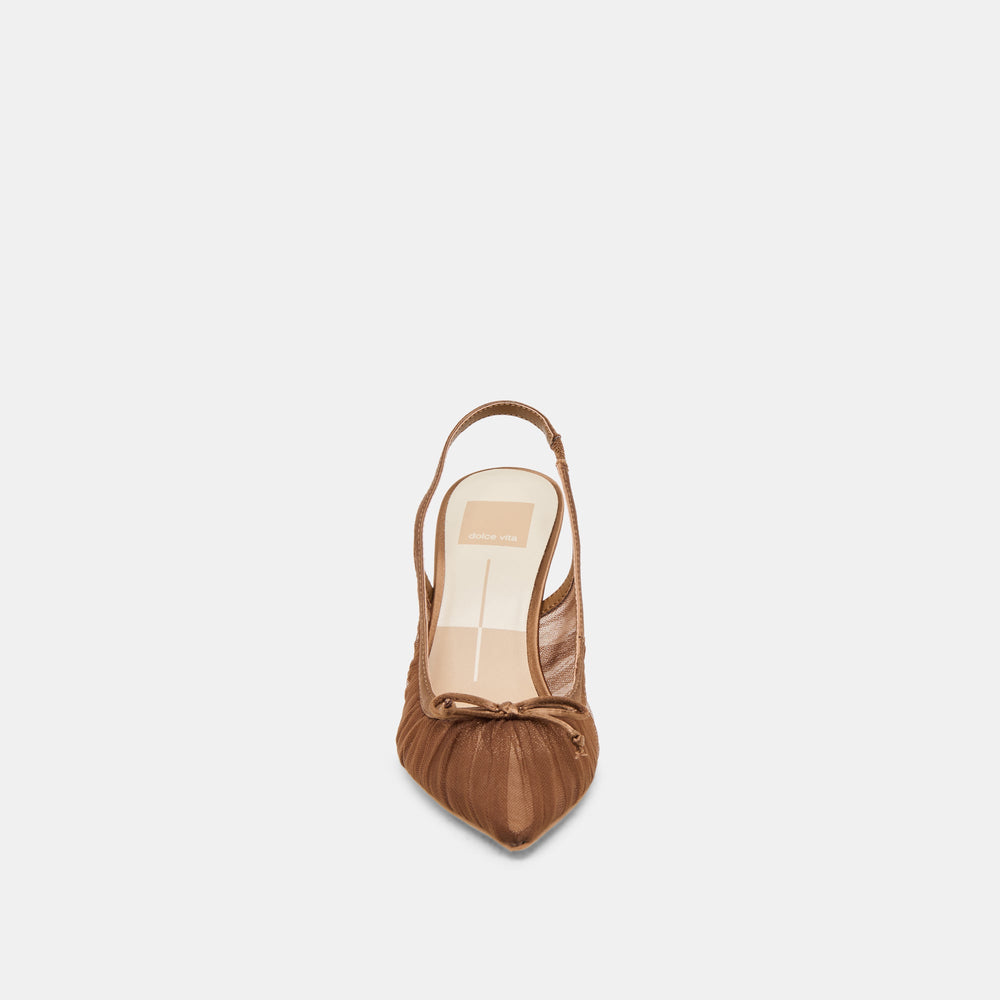 Yela Mid Brown Tulle Heels | Dolce Vita Women