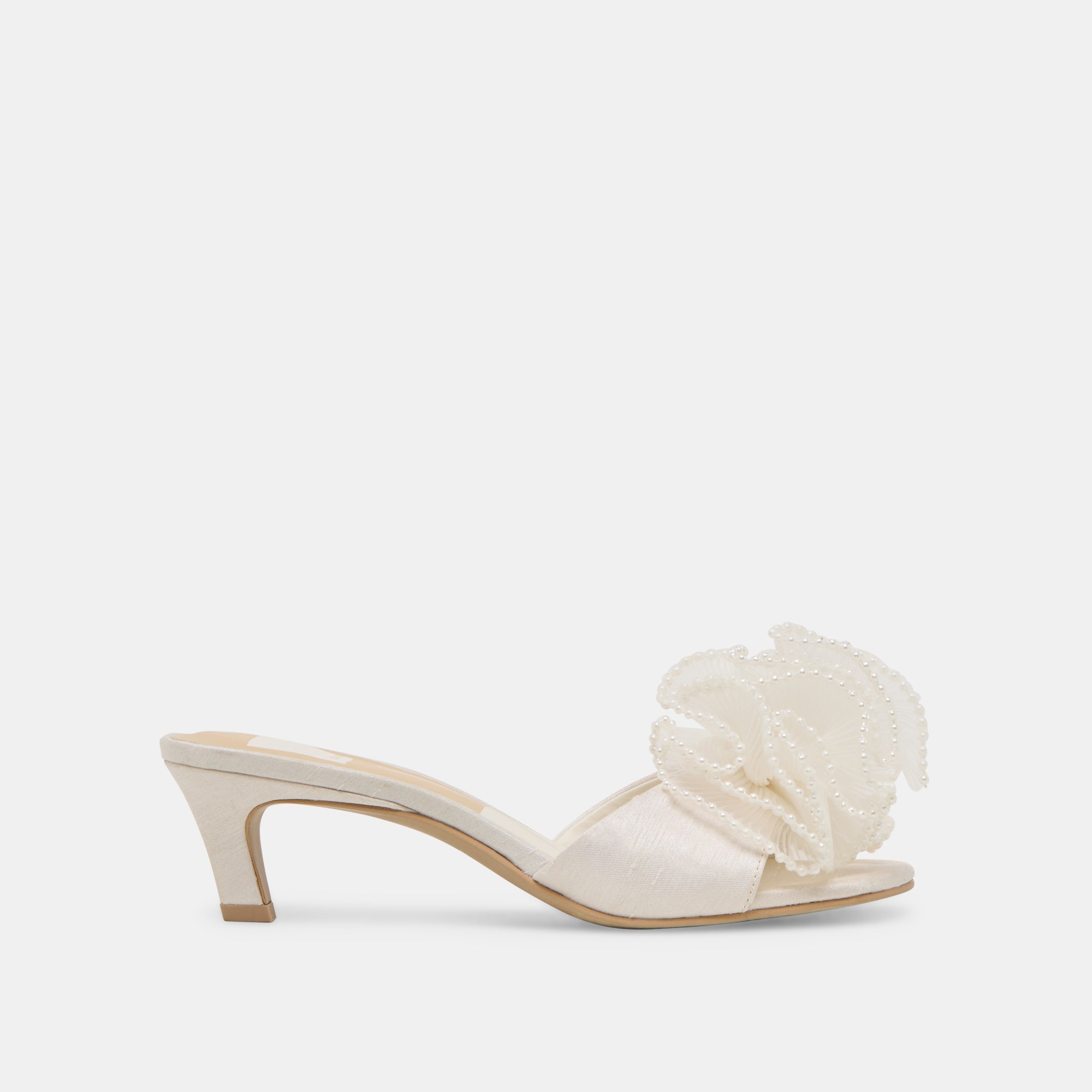 NARITA PEARL HEELS OFF WHITE SATIN | Women Dolce Vita