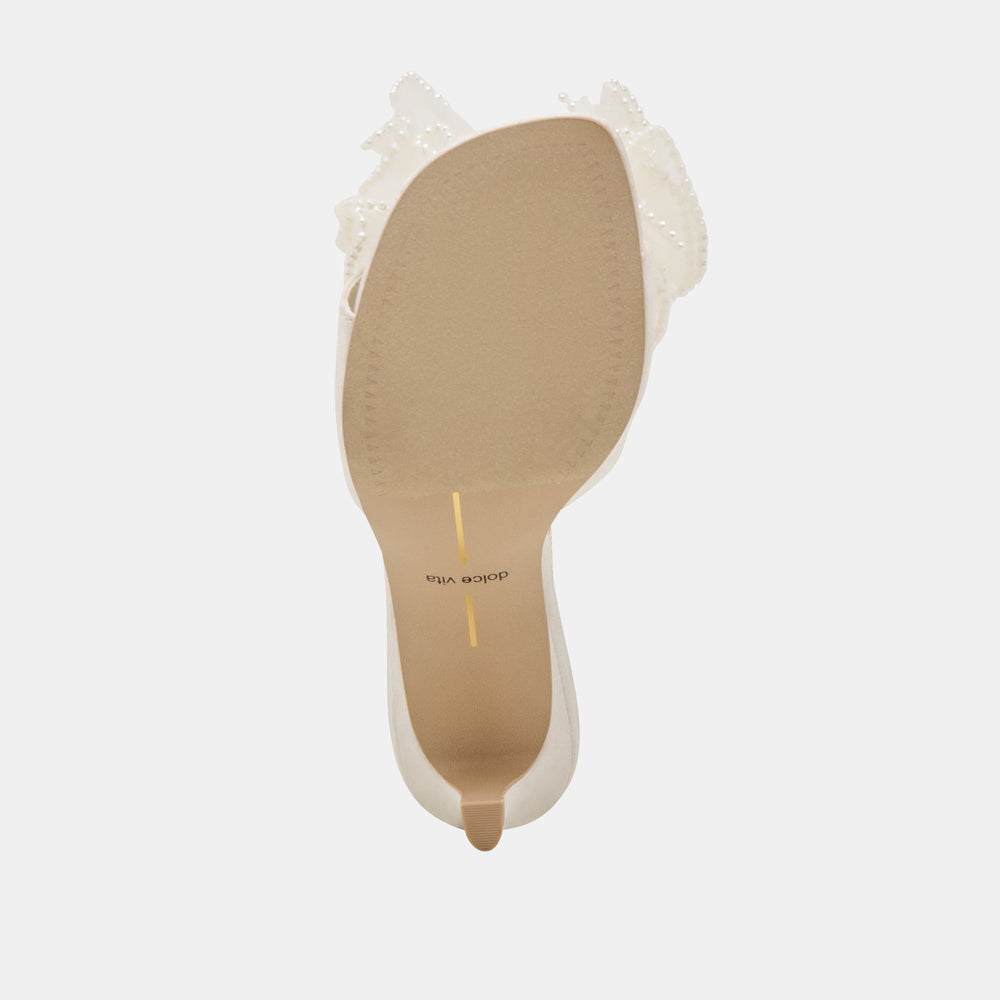 NARITA PEARL HEELS OFF WHITE SATIN | Women Dolce Vita