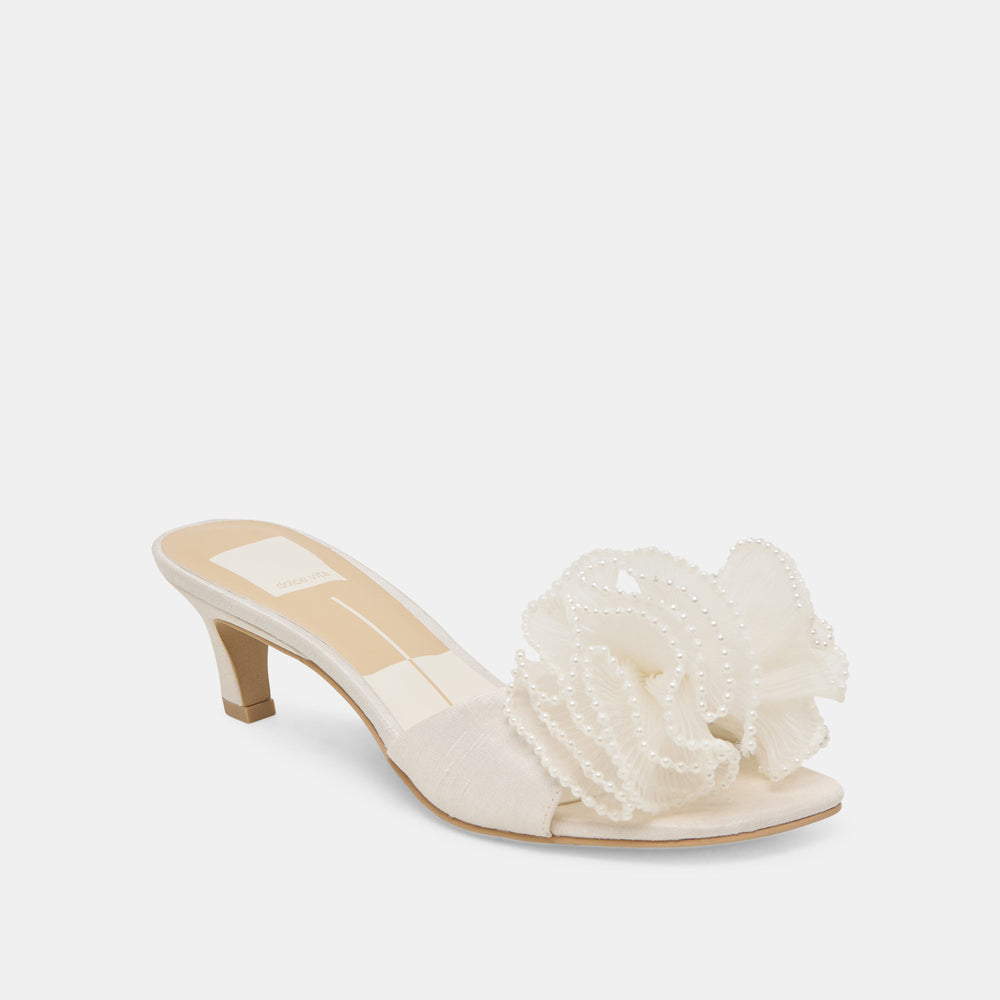 NARITA PEARL HEELS OFF WHITE SATIN | Women Dolce Vita