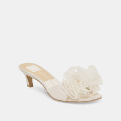 NARITA PEARL HEELS OFF WHITE SATIN | Women Dolce Vita