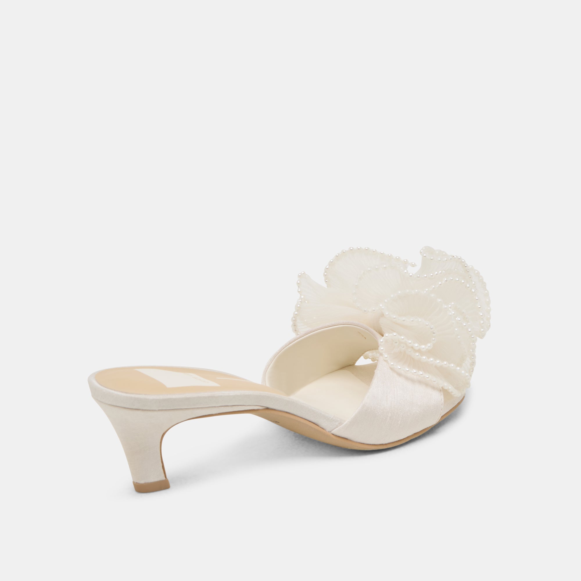 NARITA PEARL HEELS OFF WHITE SATIN | Women Dolce Vita