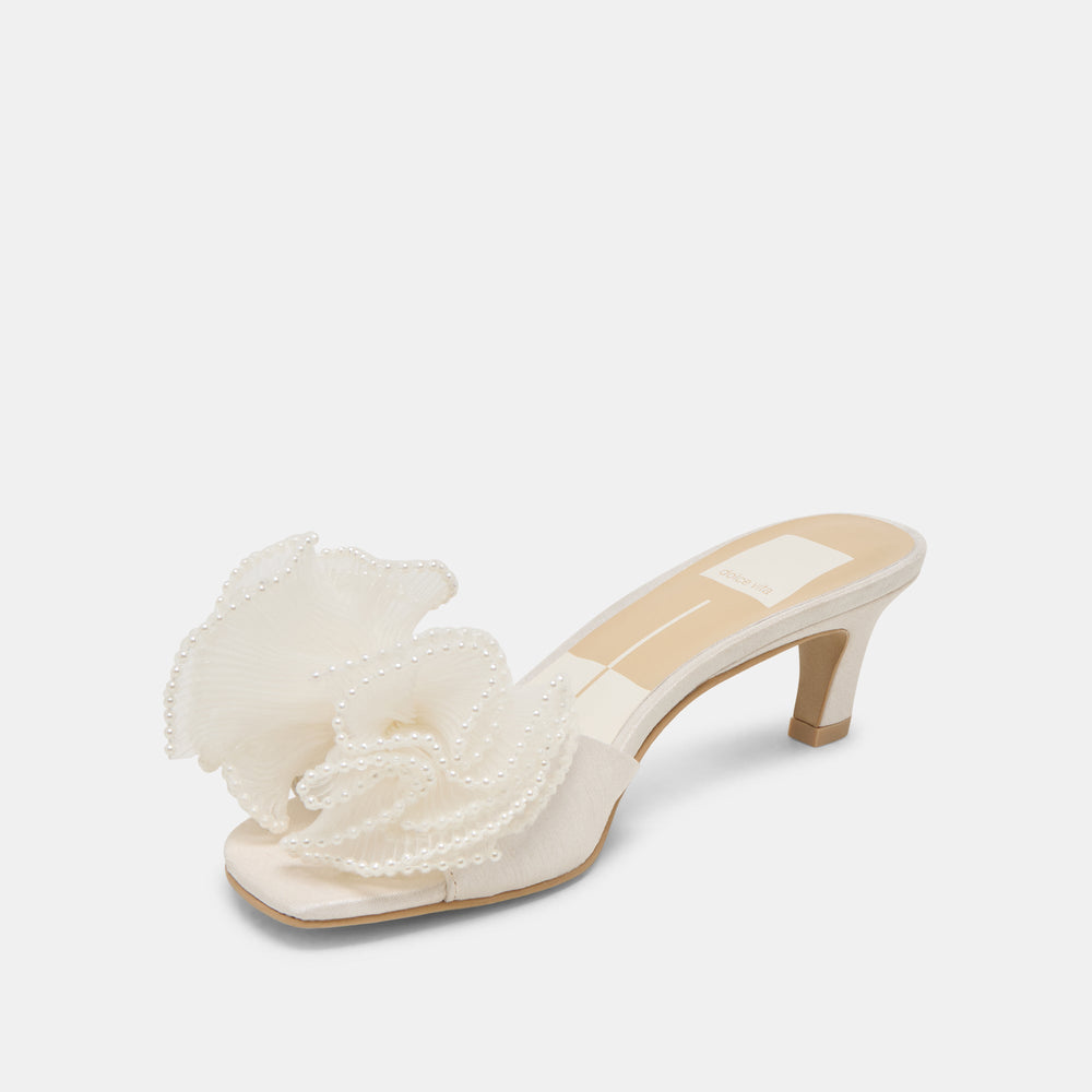 NARITA PEARL HEELS OFF WHITE SATIN | Women Dolce Vita