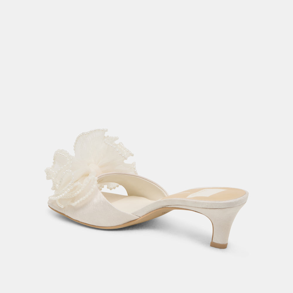 NARITA PEARL HEELS OFF WHITE SATIN | Women Dolce Vita
