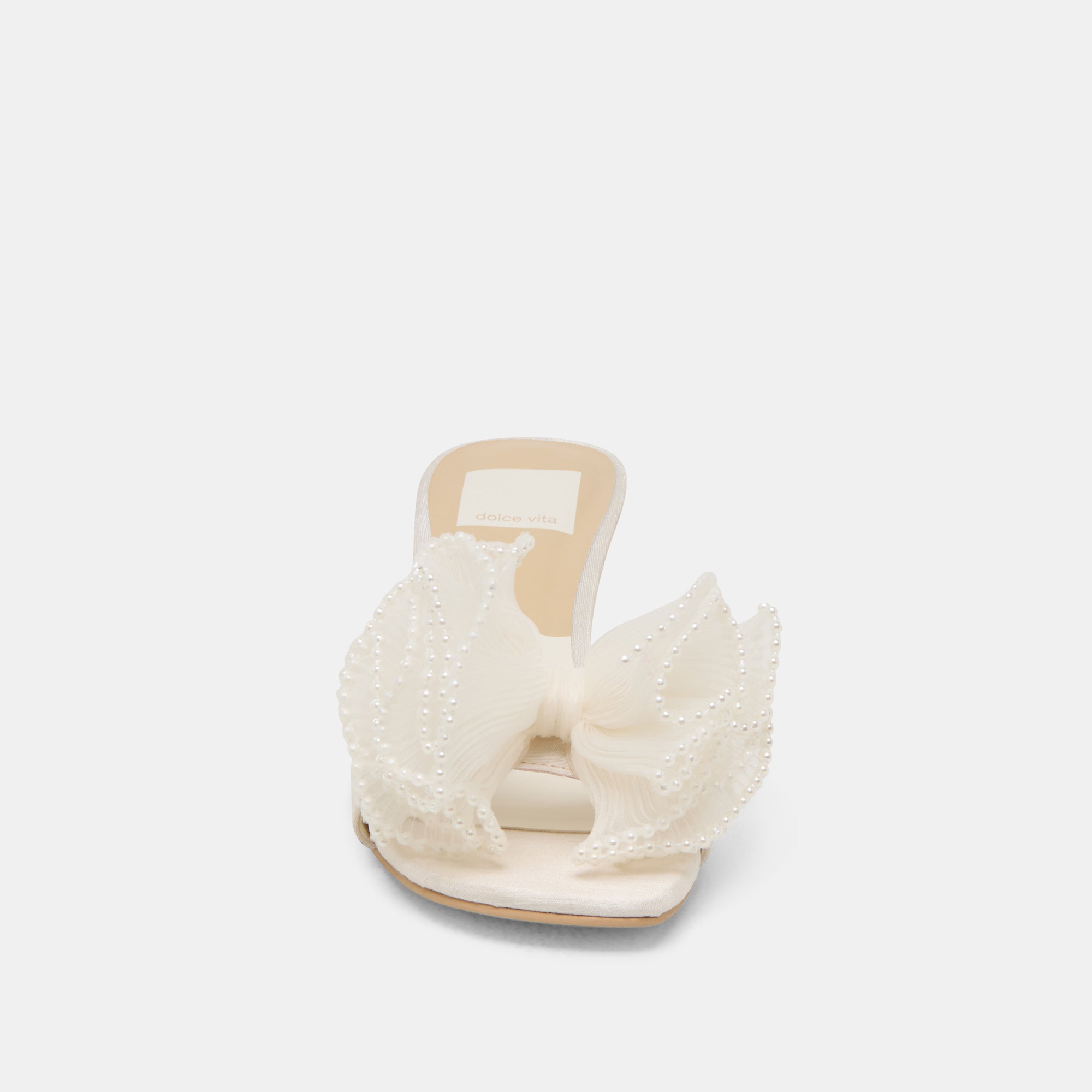 NARITA PEARL HEELS OFF WHITE SATIN | Women Dolce Vita