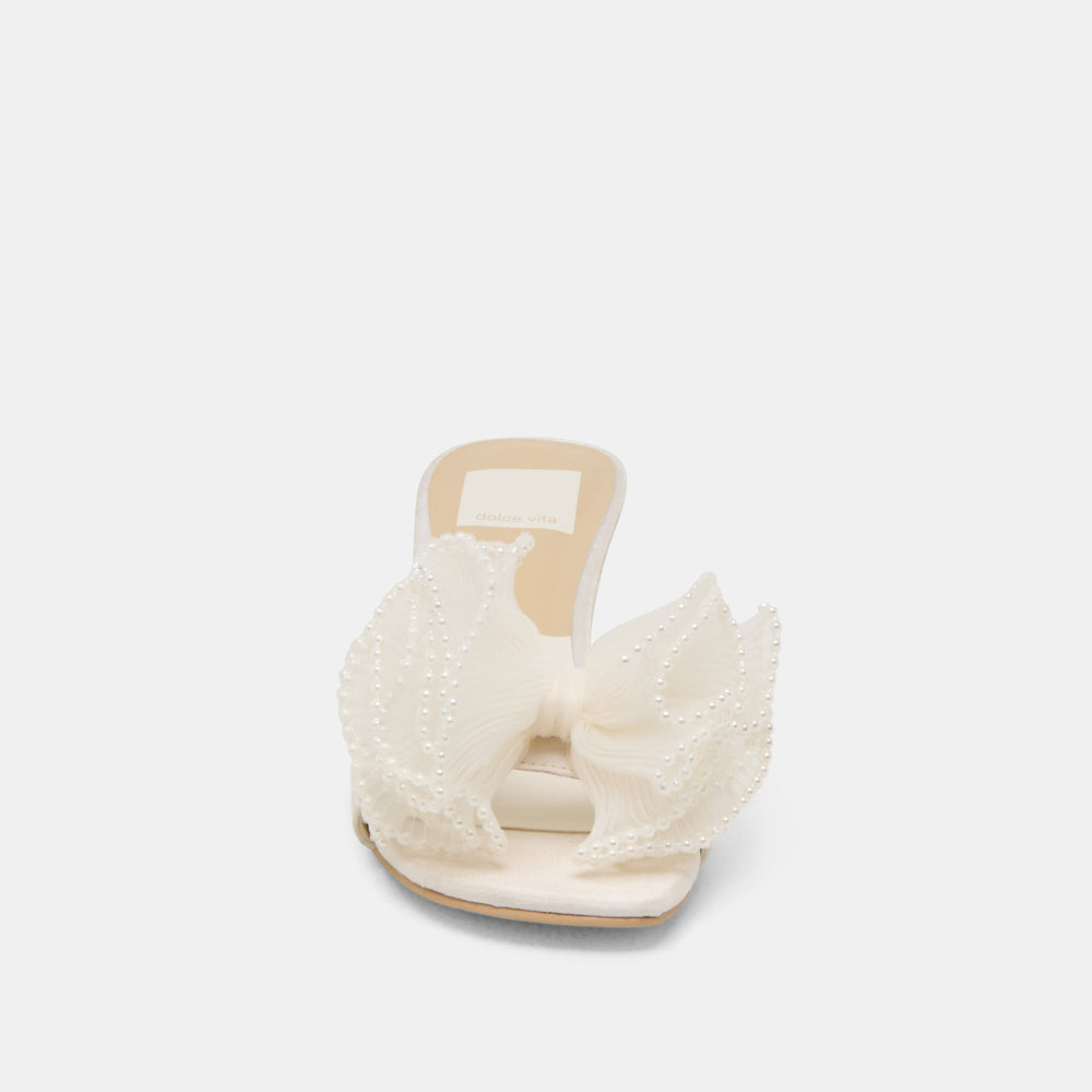 NARITA PEARL HEELS OFF WHITE SATIN | Women Dolce Vita