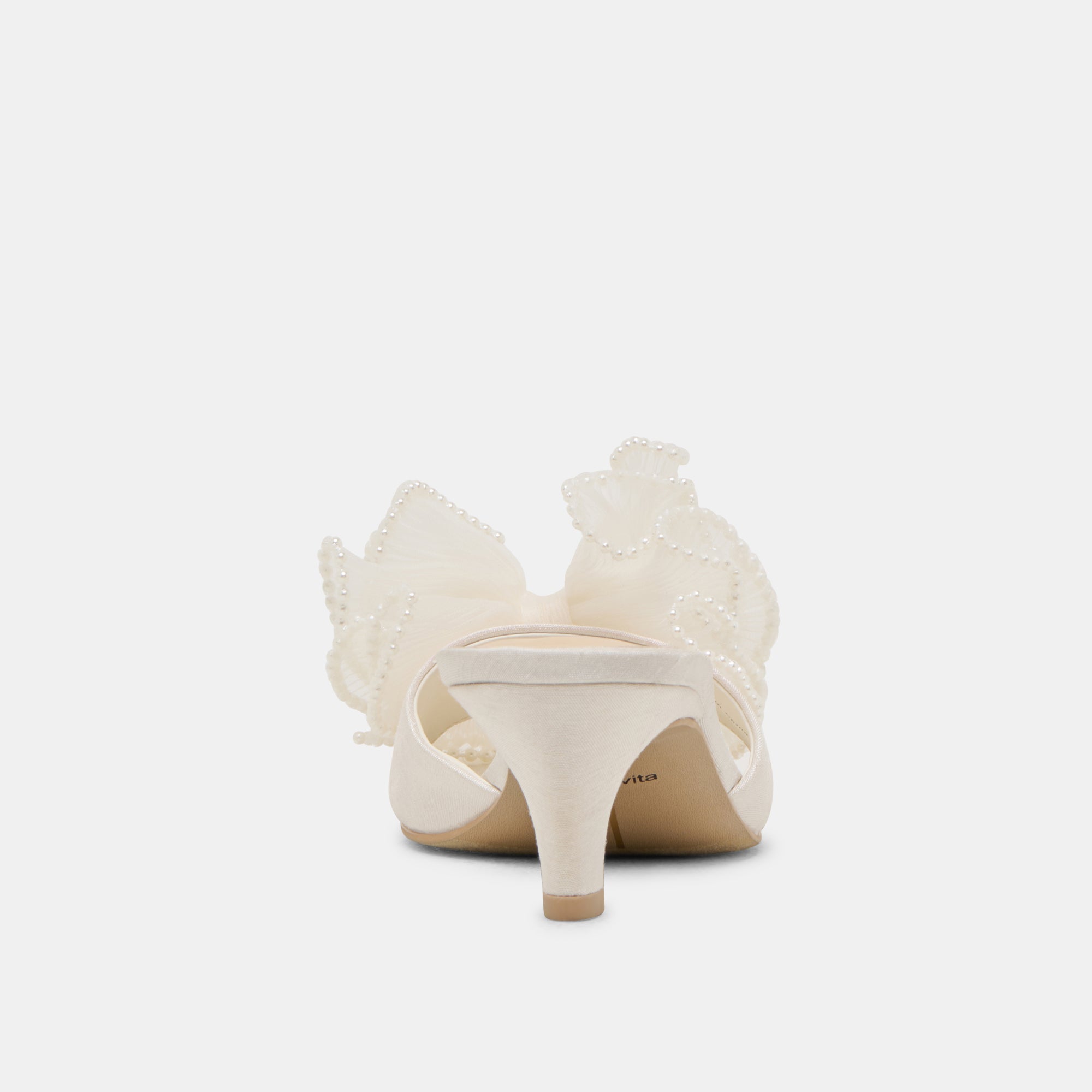 NARITA PEARL HEELS OFF WHITE SATIN | Women Dolce Vita