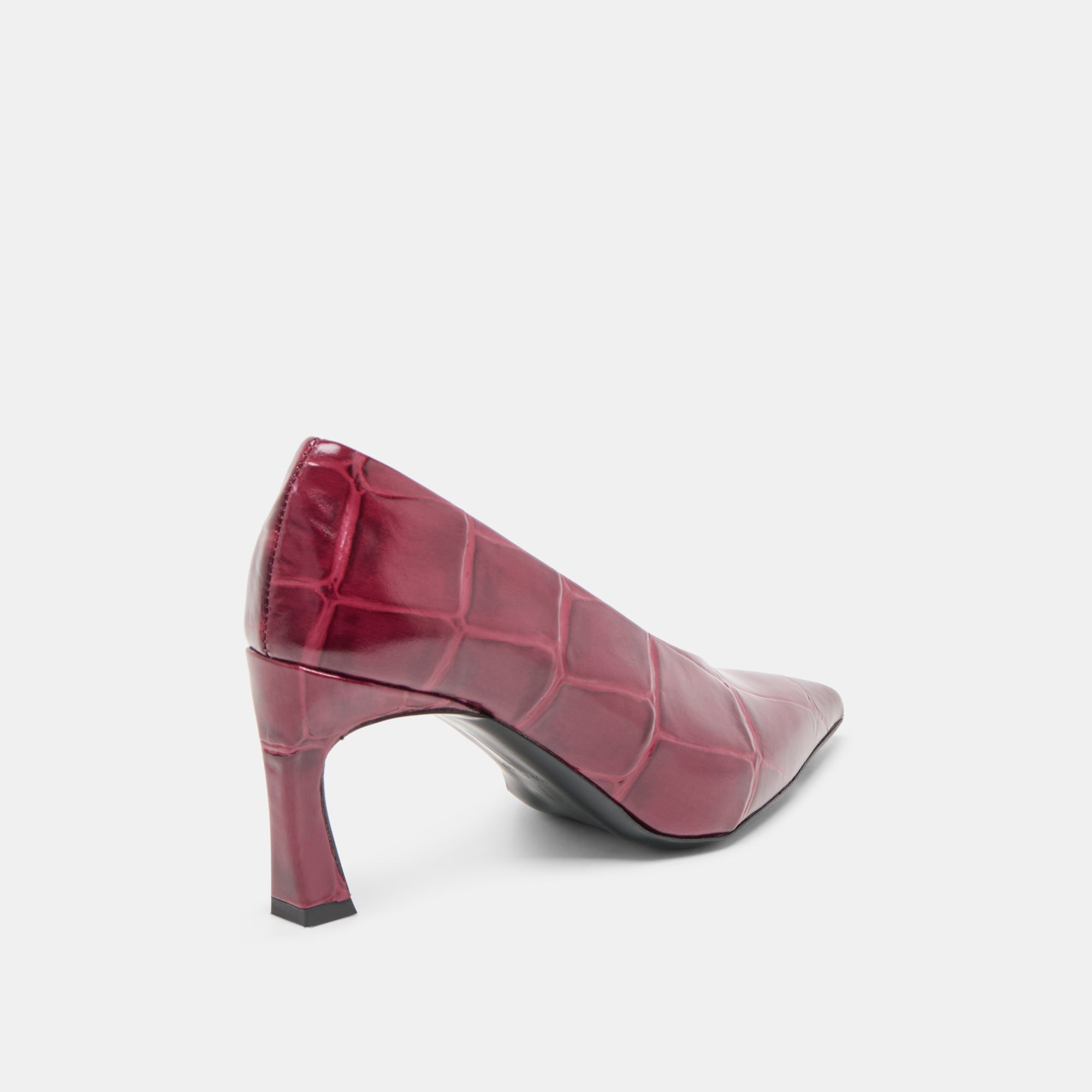 Midge Burgundy Croco Embossed Leather Heels | Dolce Vita Women