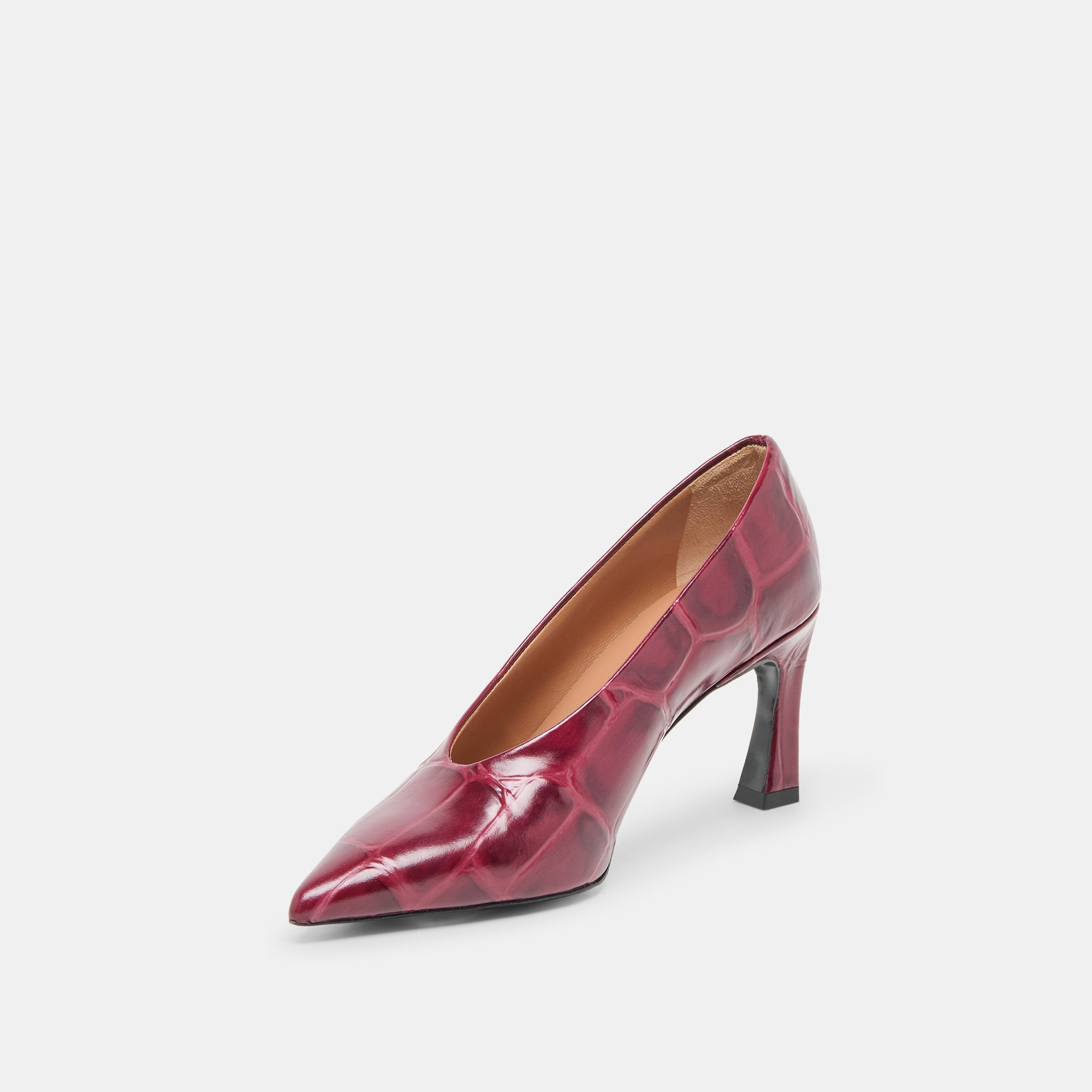 Midge Burgundy Croco Embossed Leather Heels | Dolce Vita Women