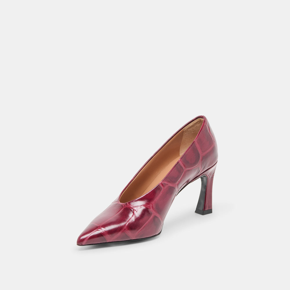 Midge Burgundy Croco Embossed Leather Heels | Dolce Vita Women