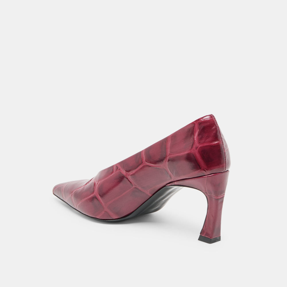 Midge Burgundy Croco Embossed Leather Heels | Dolce Vita Women