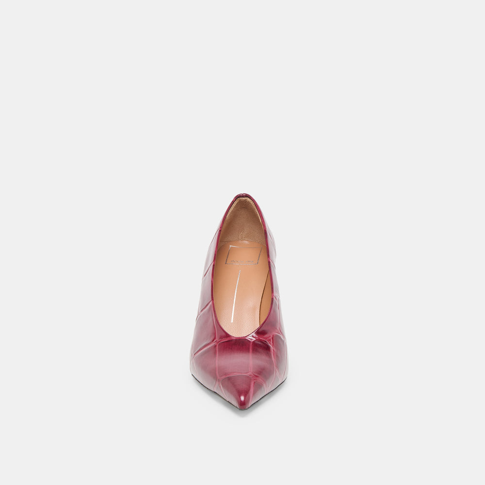 Midge Burgundy Croco Embossed Leather Heels | Dolce Vita Women