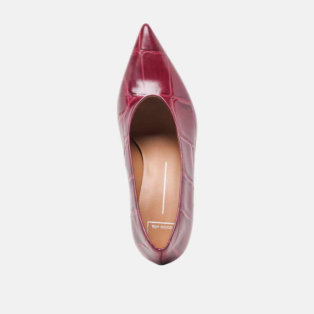 Midge Burgundy Croco Embossed Leather Heels | Dolce Vita Women