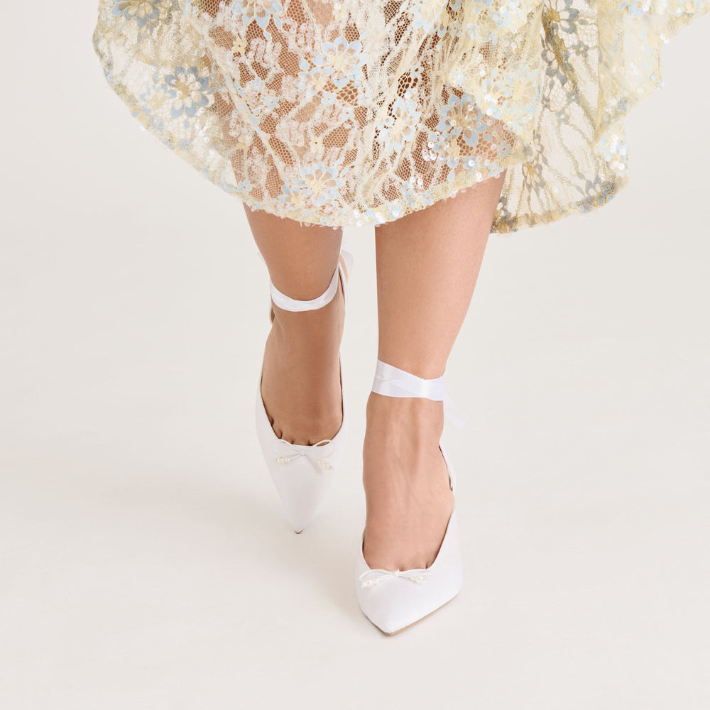 Efora True White Satin Heels | Women Dolce Vita