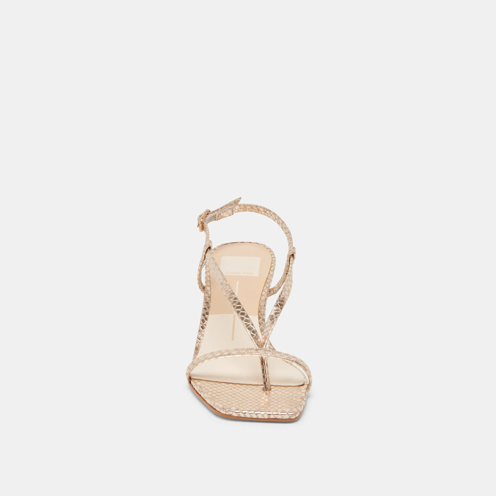 LAURY HEELS CHAMPAGNE EMBOSSED LEATHER | Dolce Vita Women
