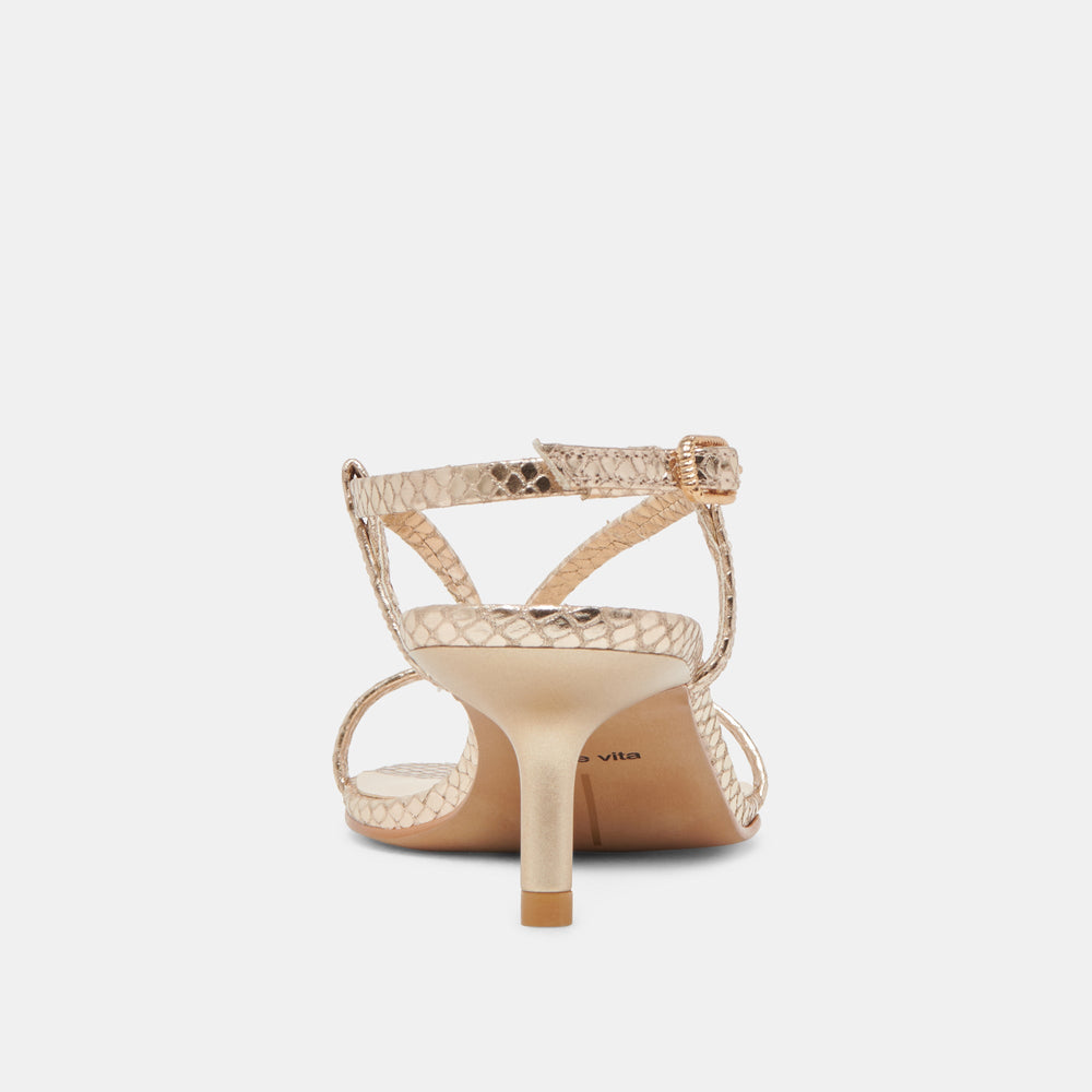 LAURY HEELS CHAMPAGNE EMBOSSED LEATHER | Dolce Vita Women