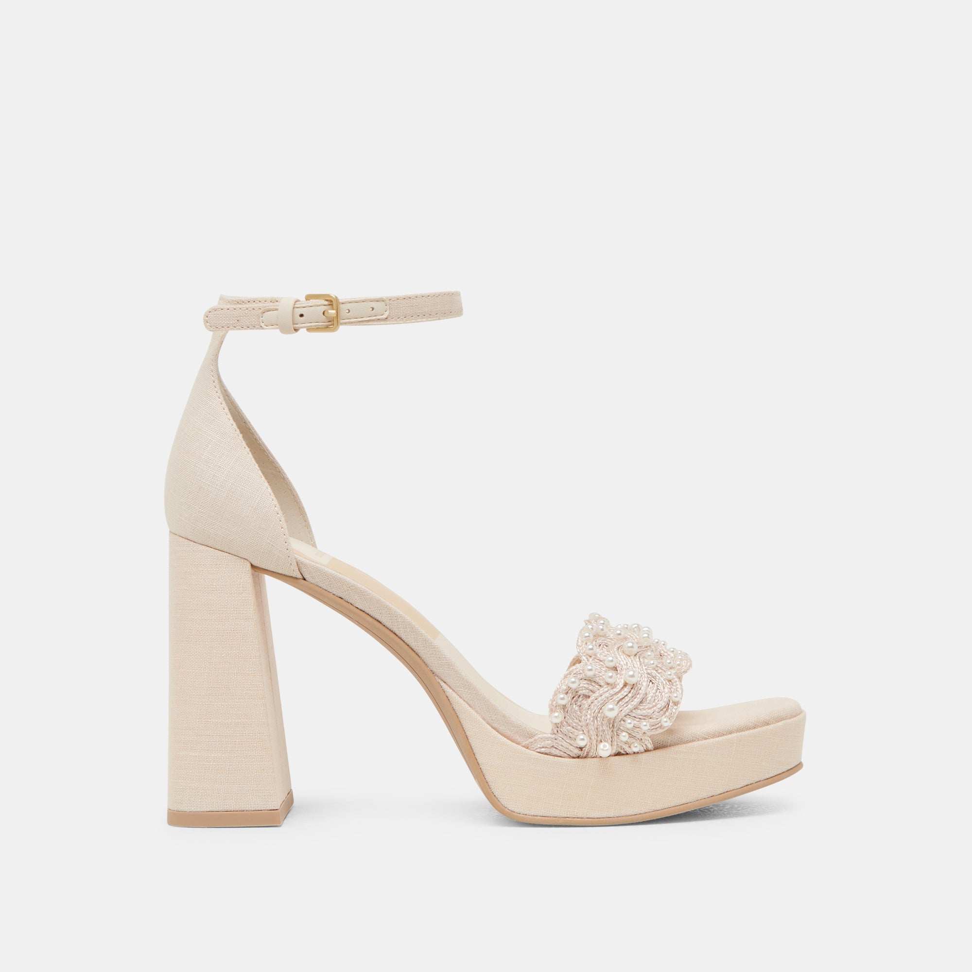 PELTIN PEARL HEELS VANILLA WOVEN RAFFIA | Dolce Vita Women