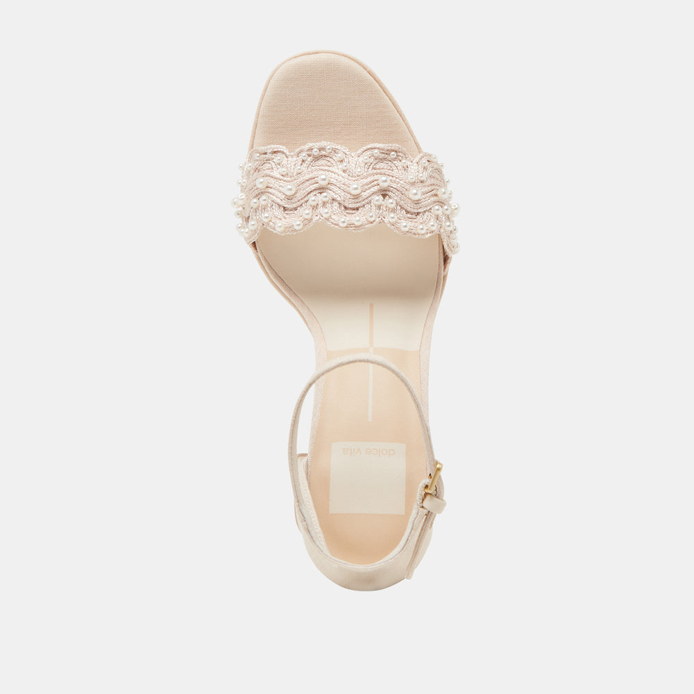 PELTIN PEARL HEELS VANILLA WOVEN RAFFIA | Dolce Vita Women