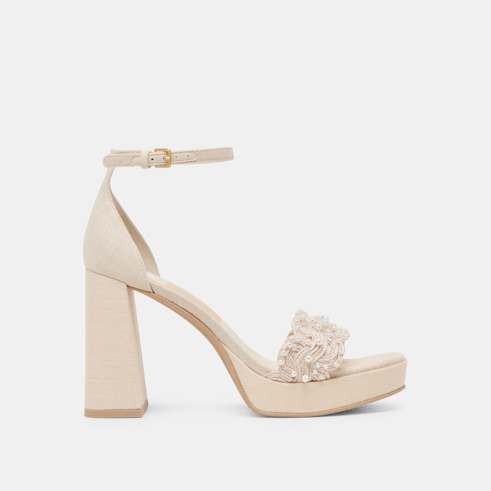 PELTIN PEARL HEELS VANILLA WOVEN RAFFIA | Dolce Vita Women