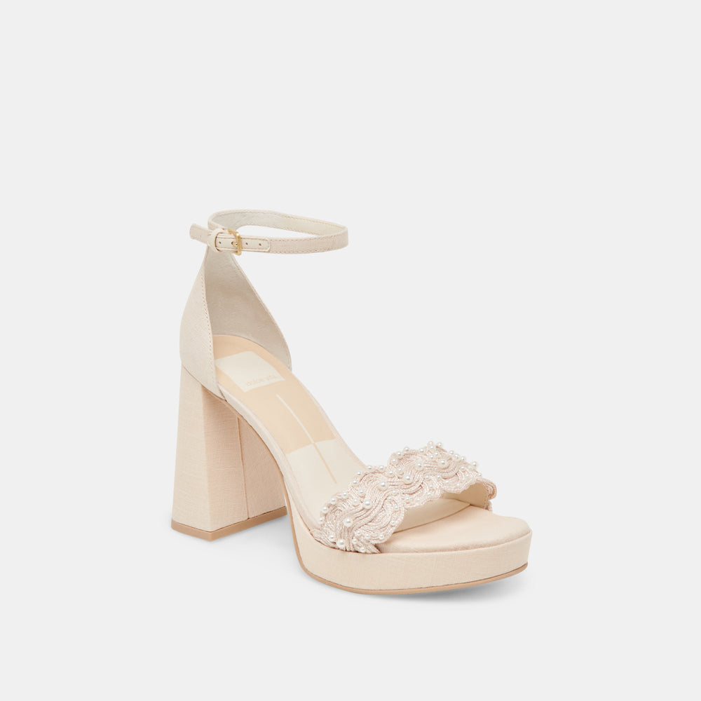 PELTIN PEARL HEELS VANILLA WOVEN RAFFIA | Dolce Vita Women