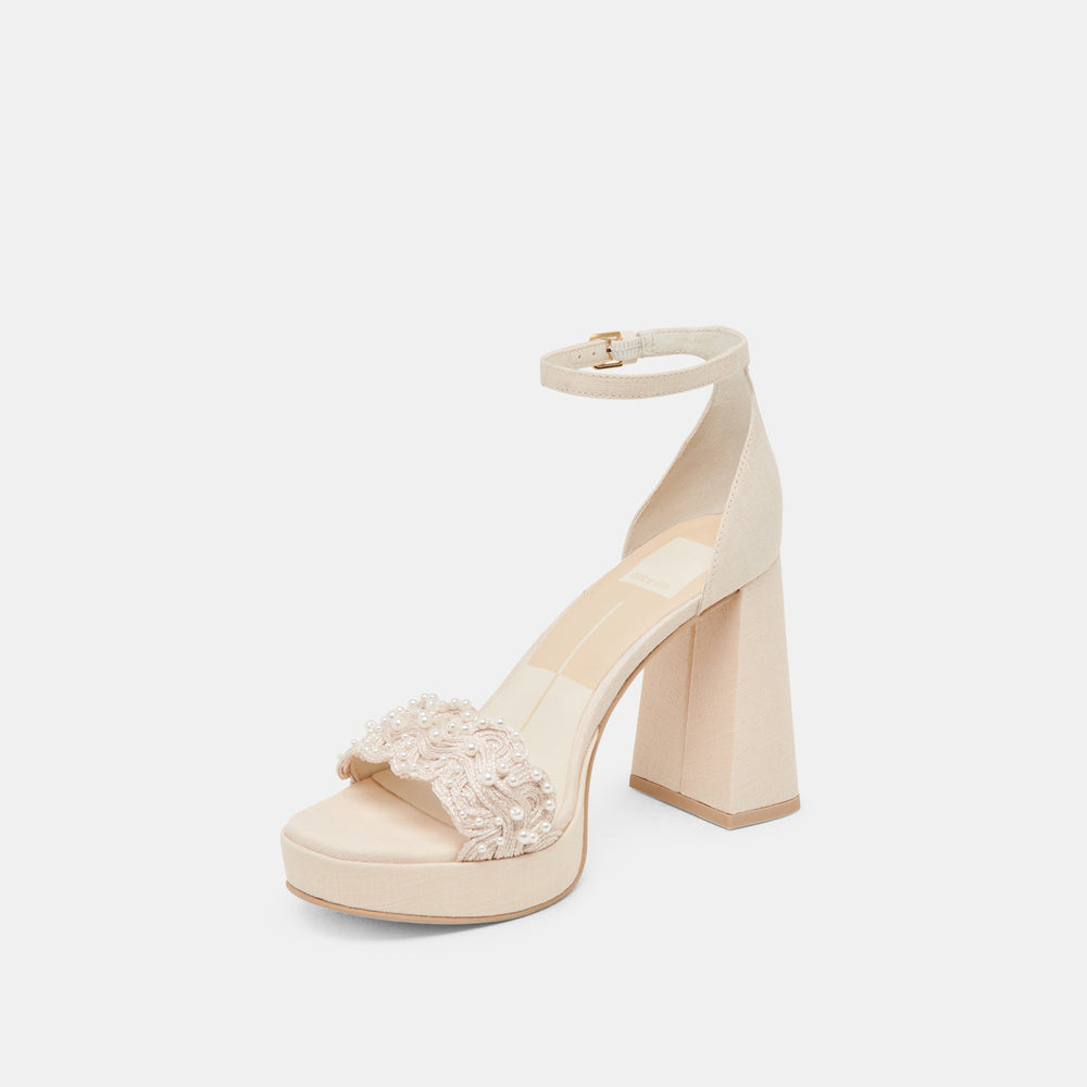 PELTIN PEARL HEELS VANILLA WOVEN RAFFIA | Dolce Vita Women