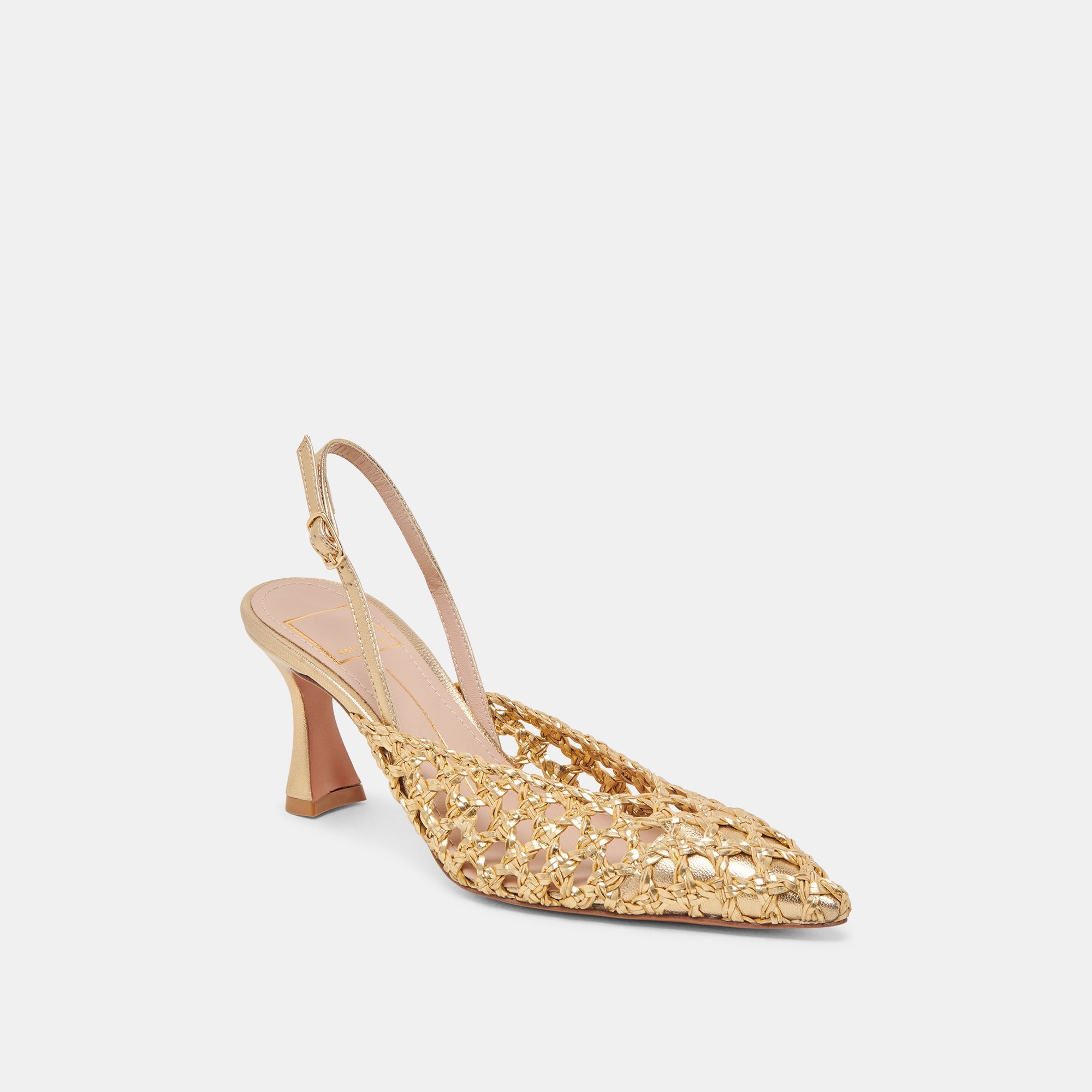 GLORIA HEELS GOLD WOVEN | Women Dolce Vita