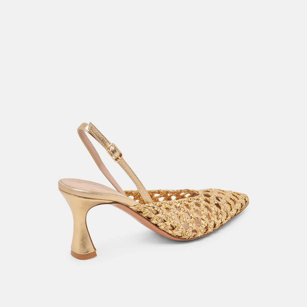 GLORIA HEELS GOLD WOVEN | Women Dolce Vita