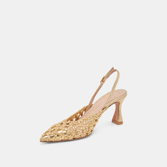 GLORIA HEELS GOLD WOVEN | Women Dolce Vita