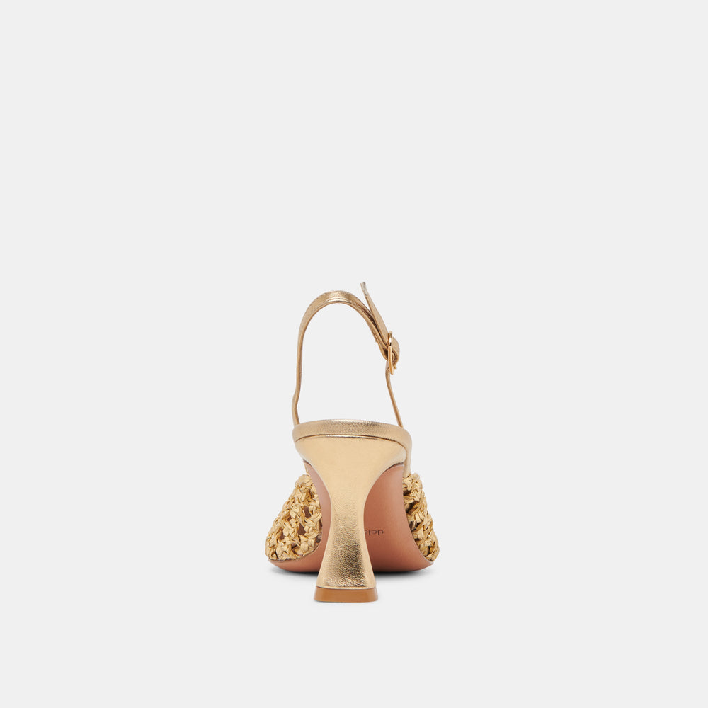 GLORIA HEELS GOLD WOVEN | Women Dolce Vita