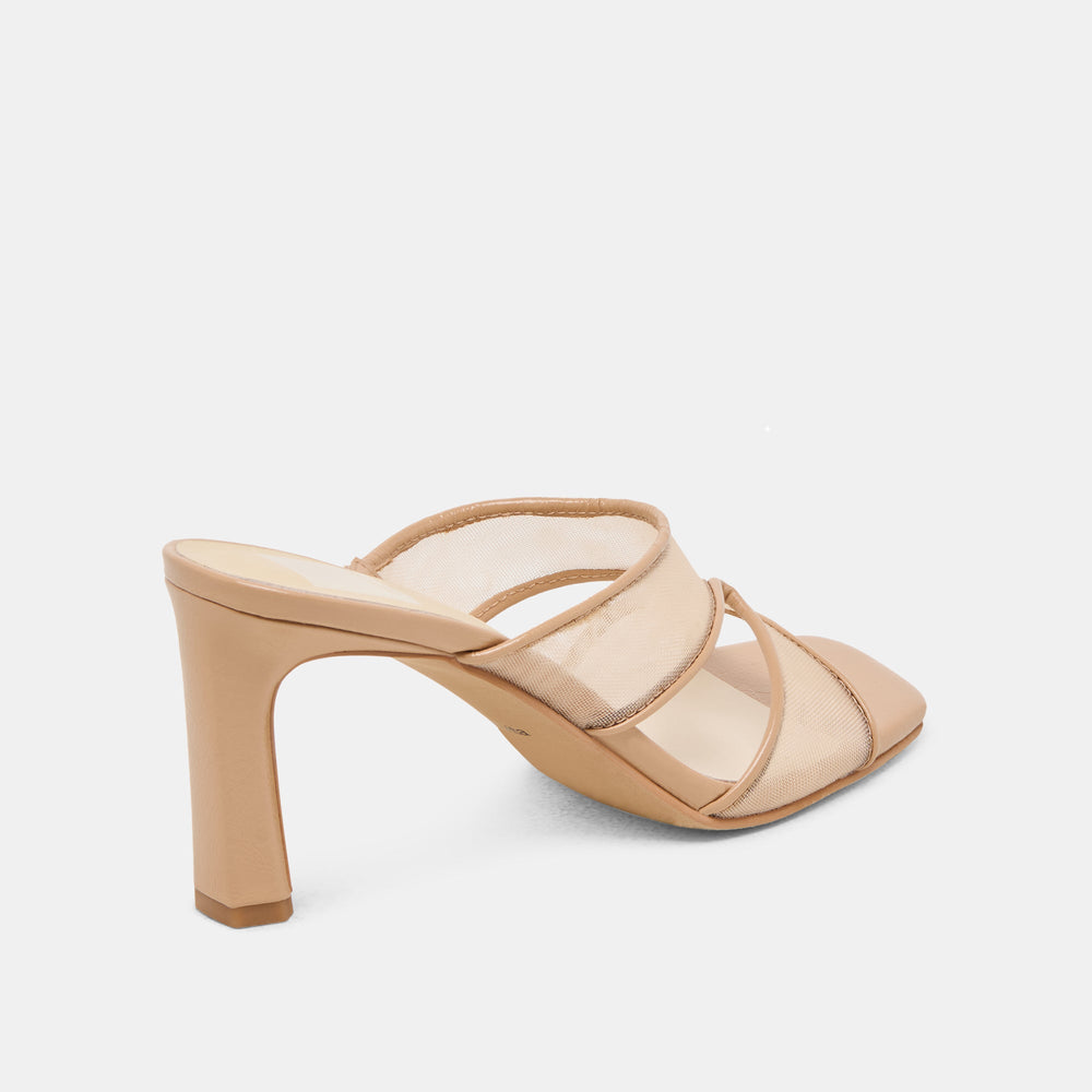 Gitel Wide Light Tan Mesh Heels | Women Dolce Vita