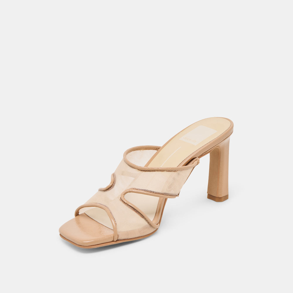 Gitel Wide Light Tan Mesh Heels | Women Dolce Vita