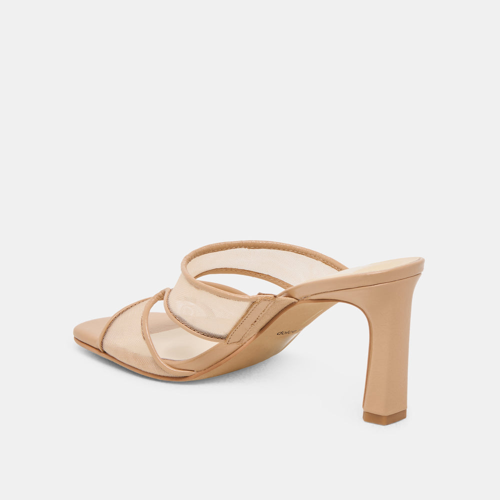 Gitel Wide Light Tan Mesh Heels | Women Dolce Vita