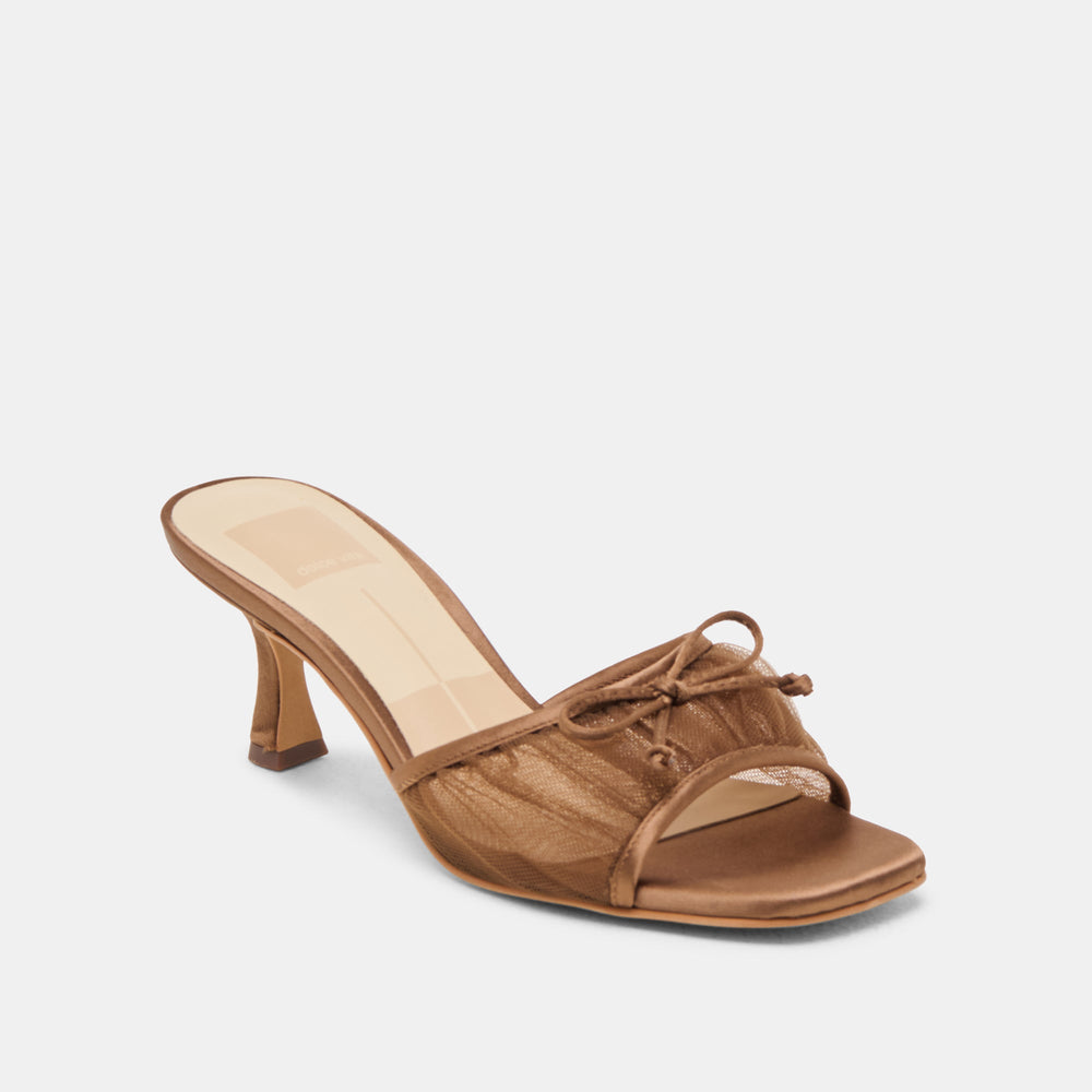 Galen Mid Brown Tulle Heels | Women Dolce Vita