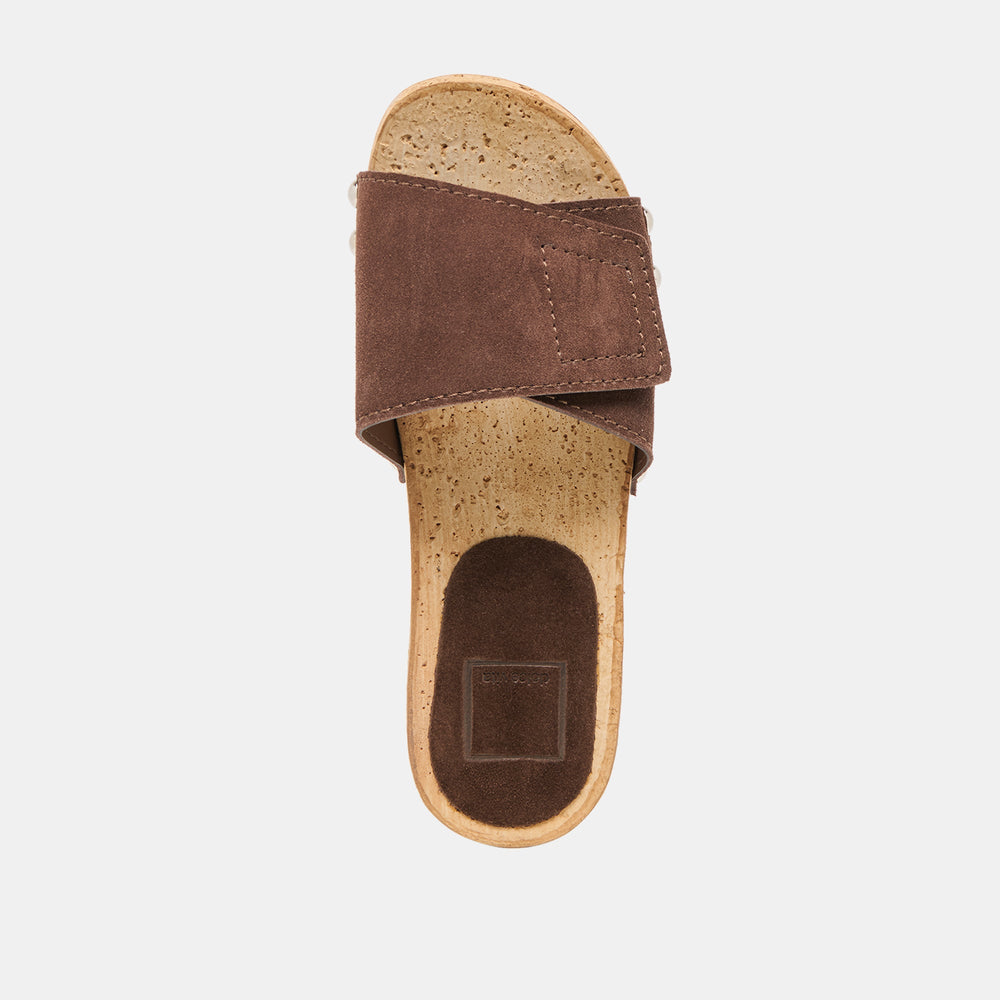 Sandy Dk Brown Suede Sandals | Dolce Vita Women