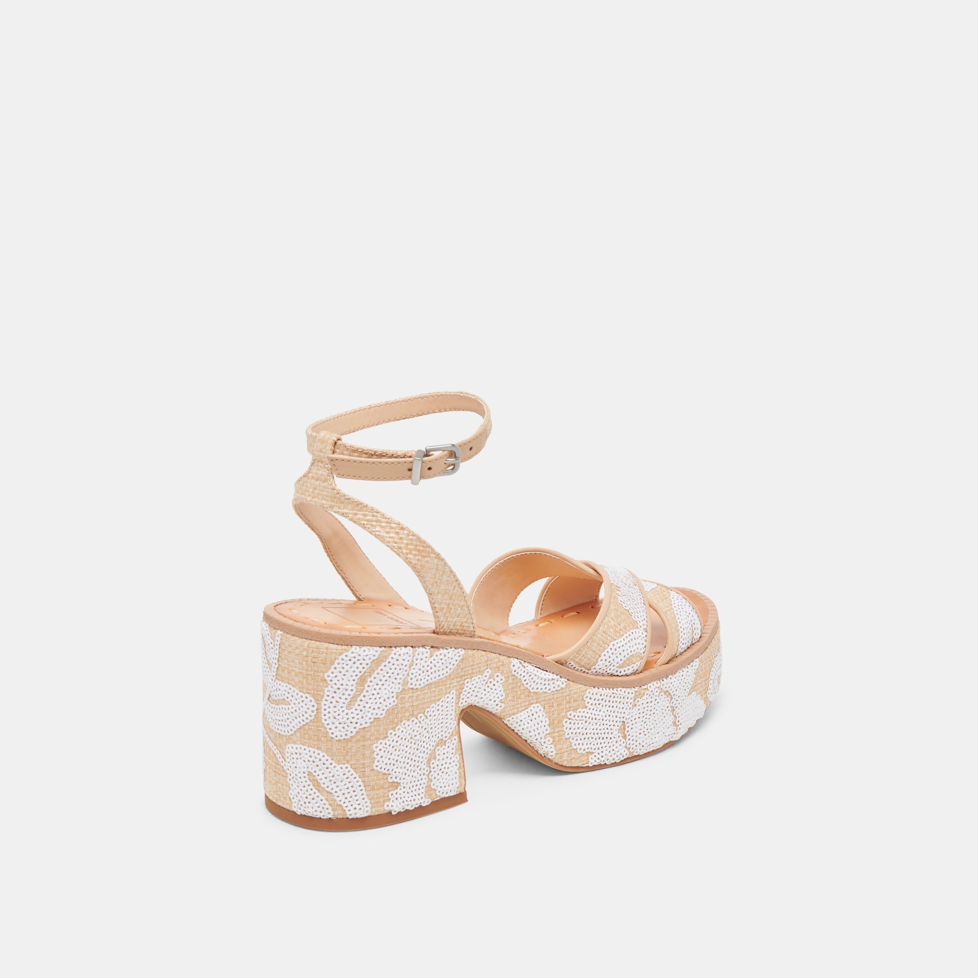 ENIKO HEELS NATURAL MULTI FLORAL SEQUIN | Dolce Vita Women