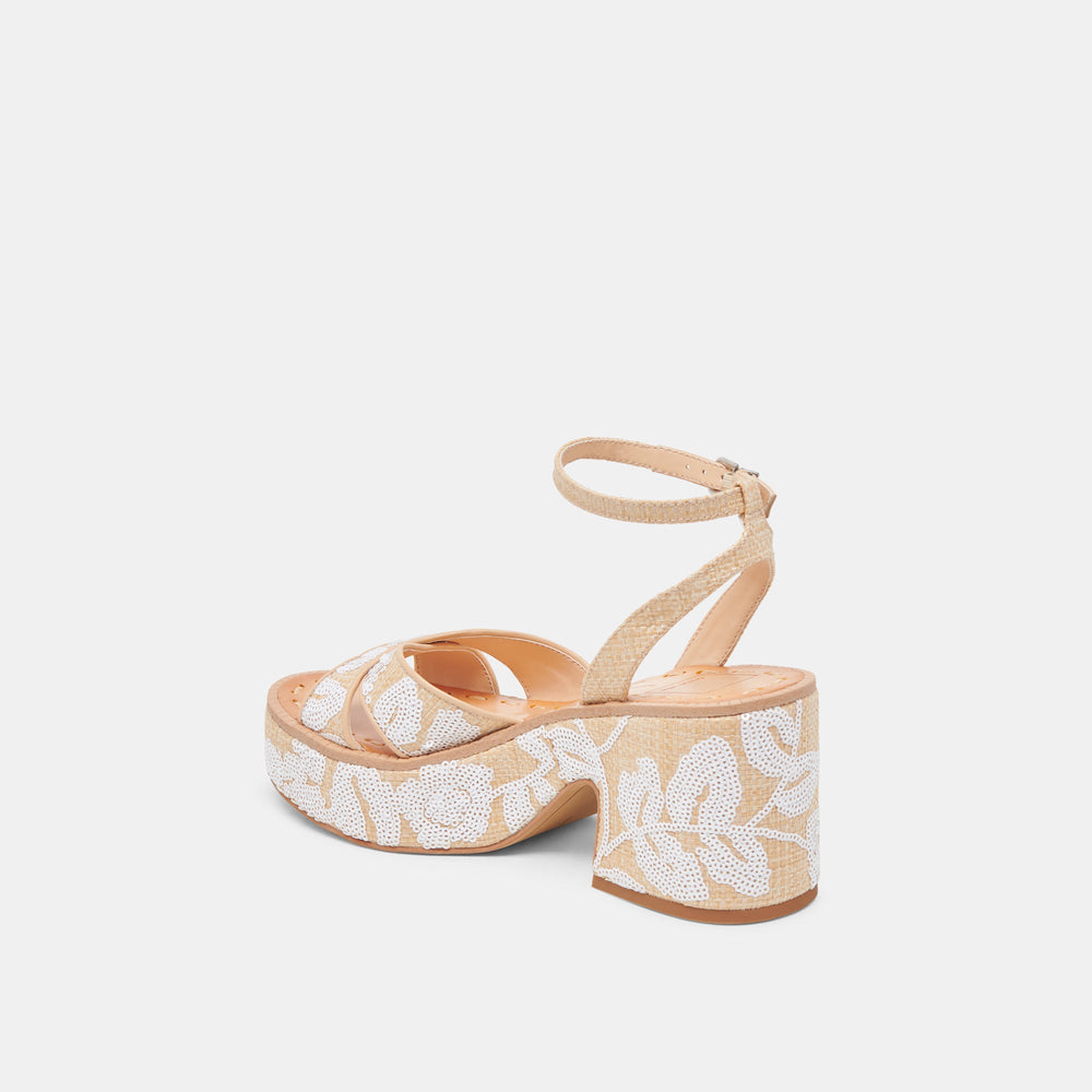 ENIKO HEELS NATURAL MULTI FLORAL SEQUIN | Dolce Vita Women