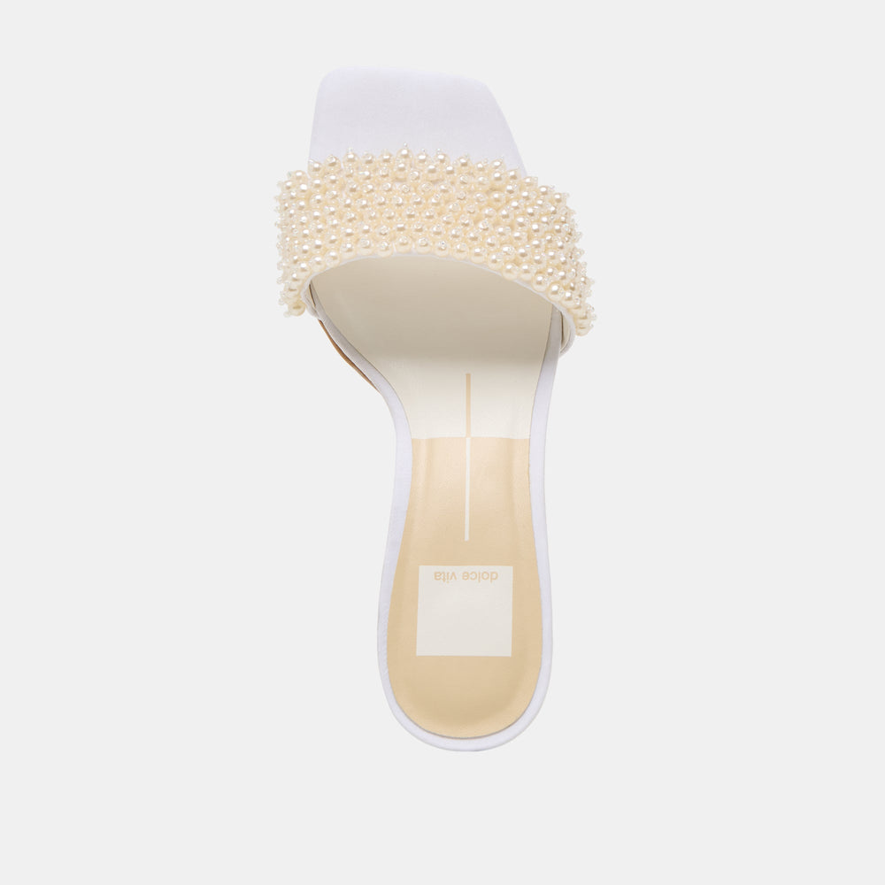 Rexa Pearl Off White Satin Heels | Women Dolce Vita