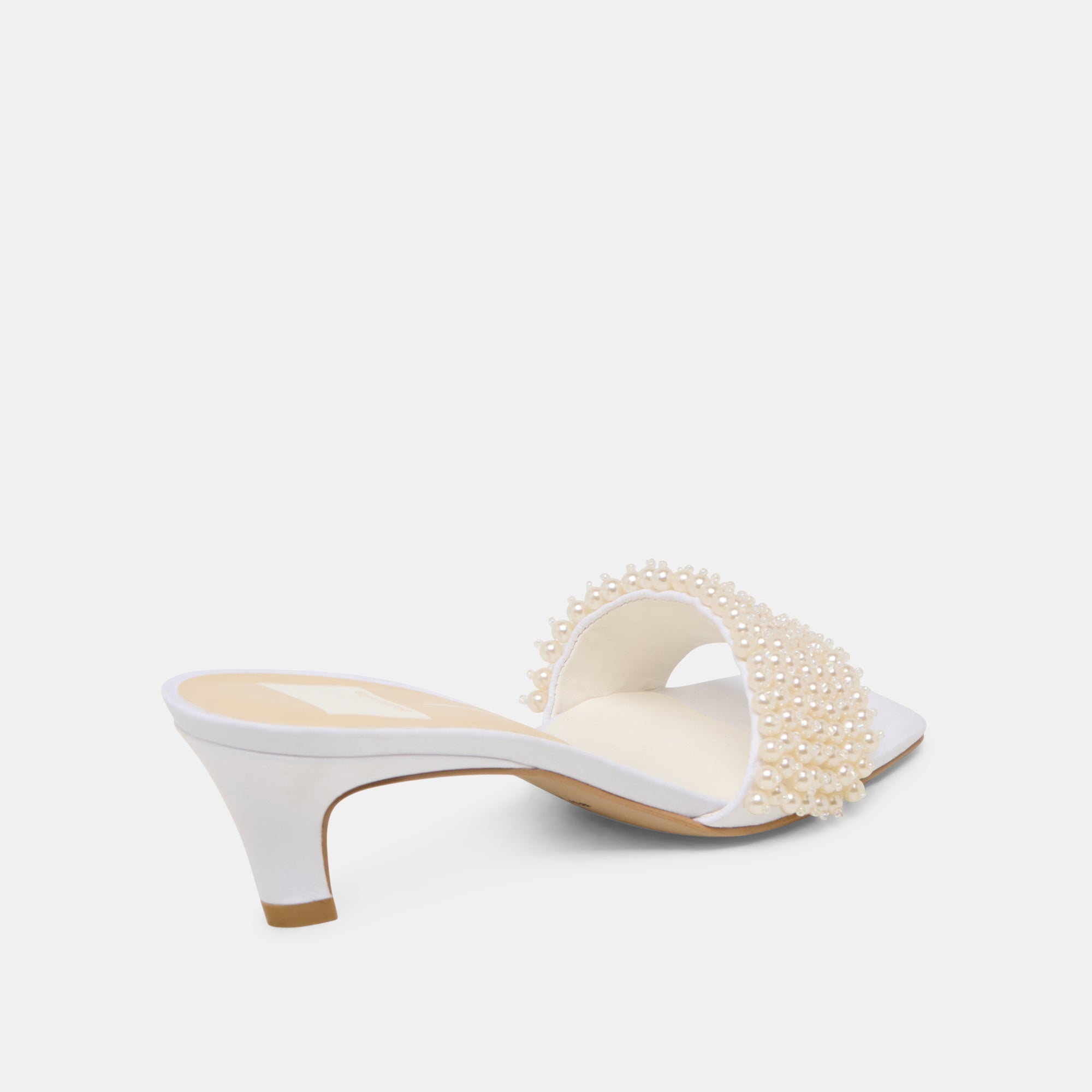 Rexa Pearl Off White Satin Heels | Women Dolce Vita